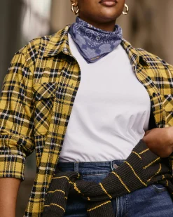 Maine Stretch Flannel Shirt Chamomile Yellow Plaid