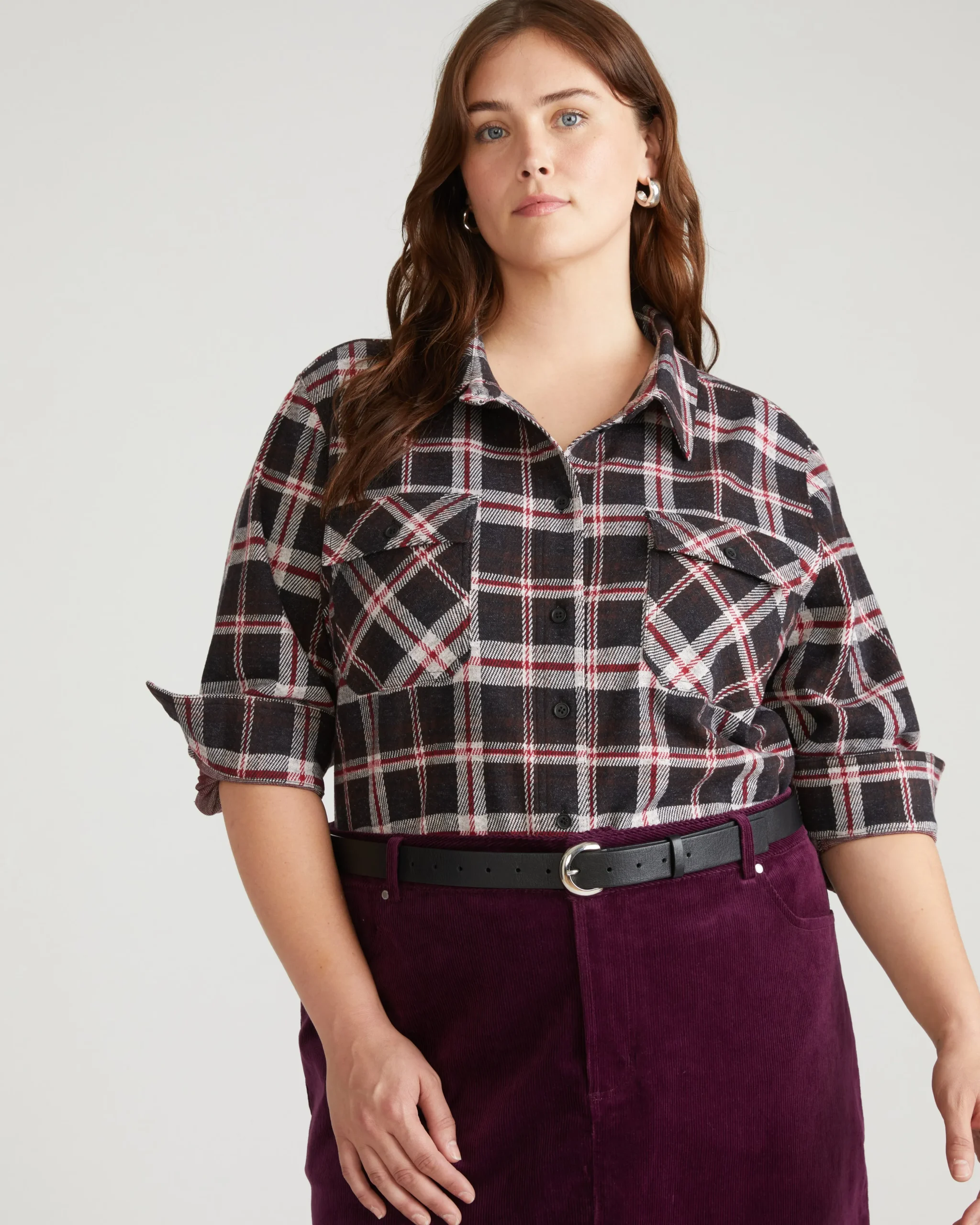 Maine Stretch Flannel Shirt Poppy Plaid