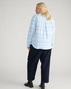 Maine Stretch Flannel Shirt Teapot Whistle Blue Plaid