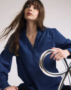 Maisie Cotton Chambray Blouse Vintage Indigo