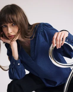 Maisie Cotton Chambray Blouse Vintage Indigo