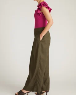 Marley Wide Leg Linen Blend Pants Camo