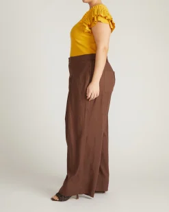Marley Wide Leg Linen Blend Pants Peppercorn