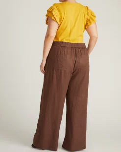 Marley Wide Leg Linen Blend Pants Peppercorn