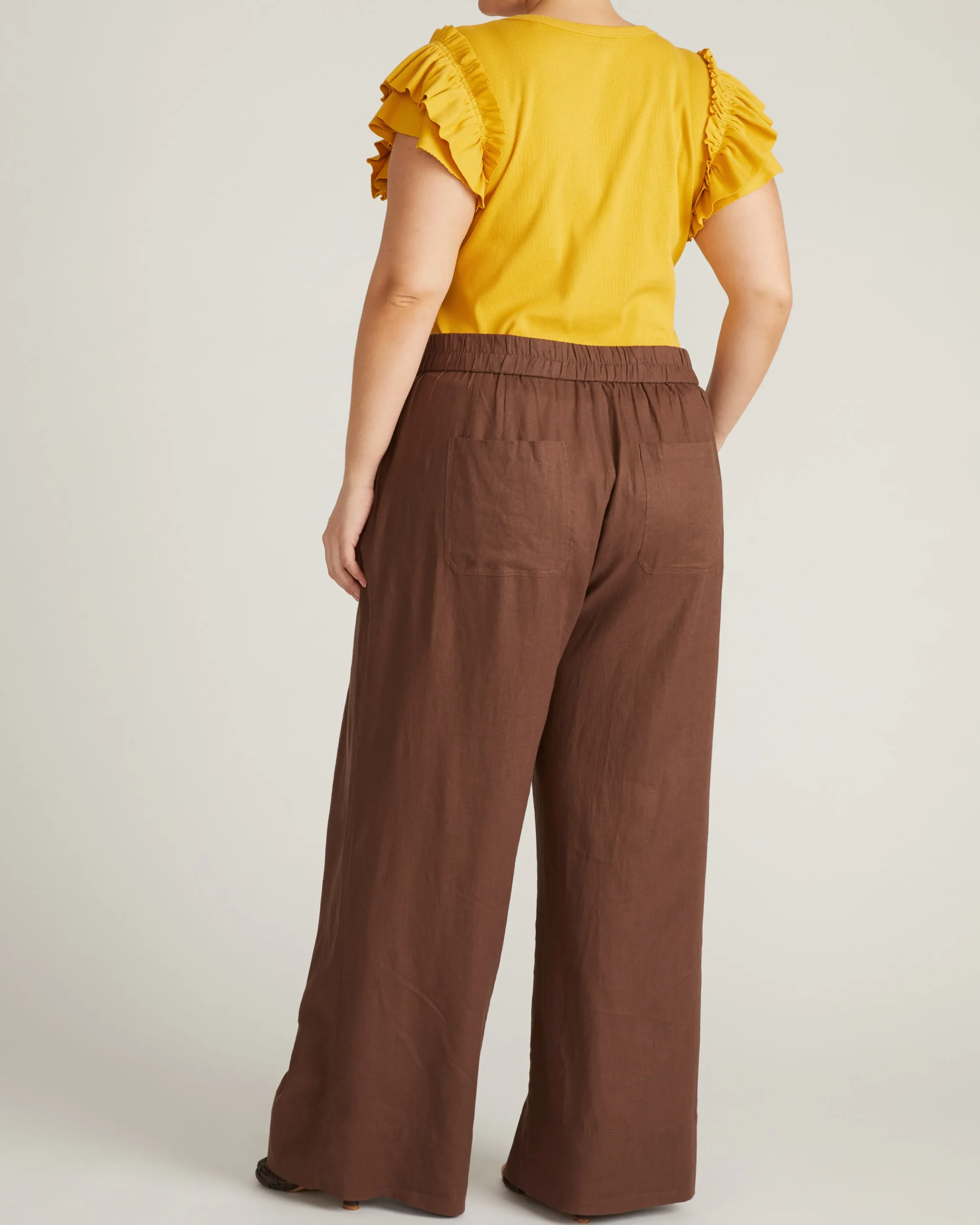 Marley Wide Leg Linen Blend Pants Peppercorn