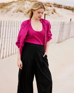 Marley Wide Leg Linen Blend Pants Black