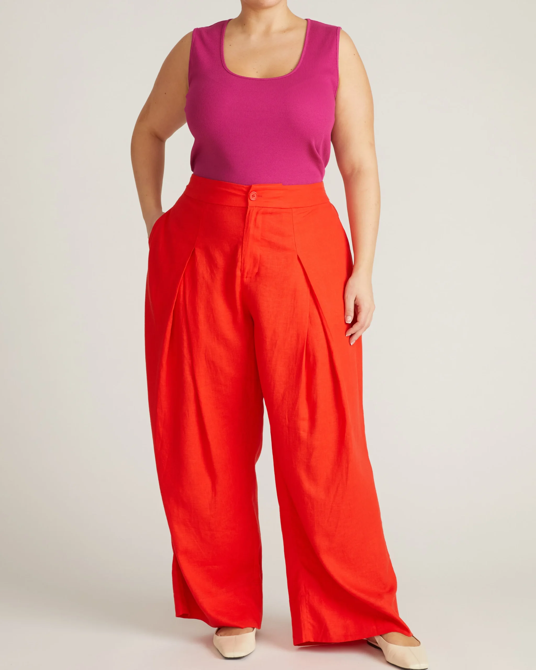 Marley Wide Leg Linen Blend Pants Shoreline Sunset