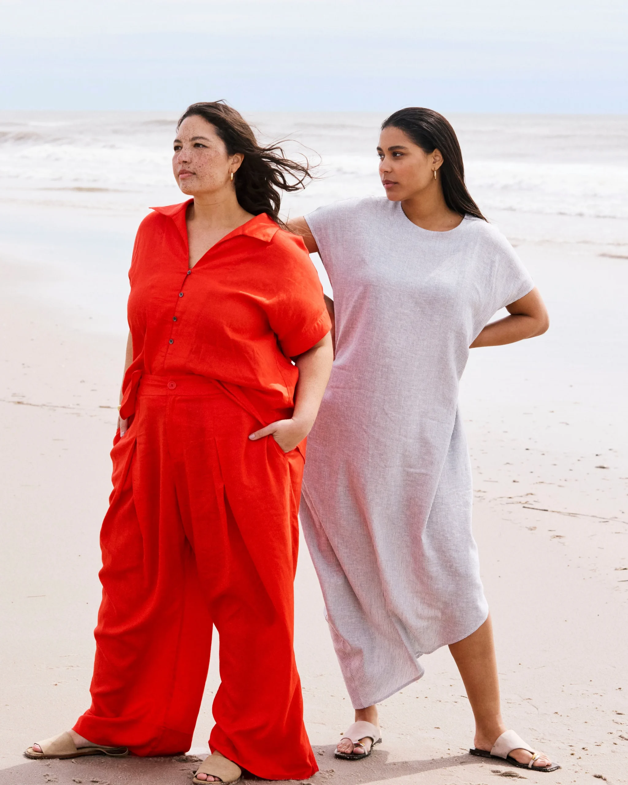 Marley Wide Leg Linen Blend Pants Shoreline Sunset