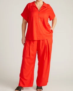 Marley Wide Leg Linen Blend Pants Shoreline Sunset