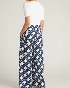 Marley Wide Leg Linen Blend Pants Geometrica Print