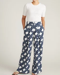 Marley Wide Leg Linen Blend Pants Geometrica Print