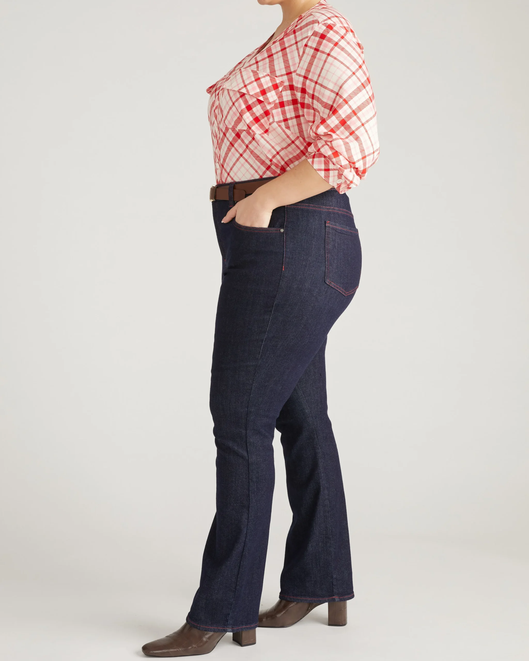 Marne Bootcut Jeans 32 inch Americana Wash with Red Stitching