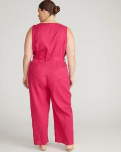 Matilda Linen Blend Jumpsuit Cerise