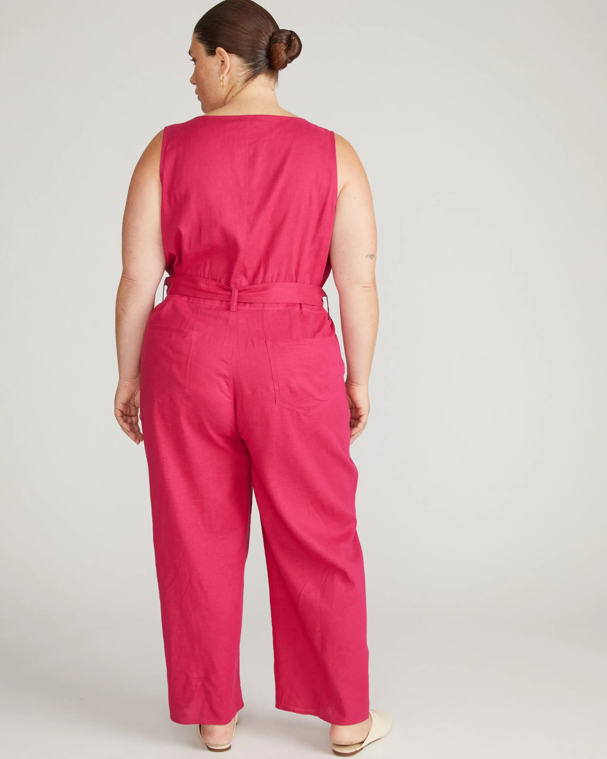 Matilda Linen Blend Jumpsuit Cerise