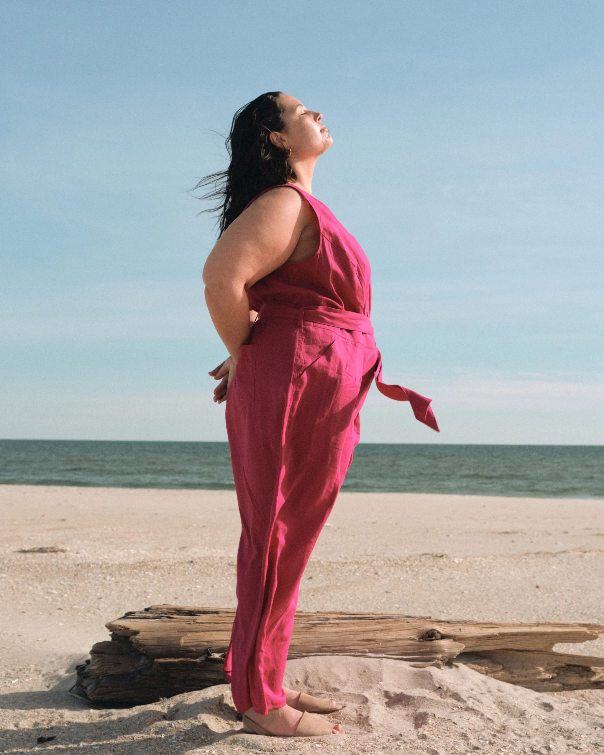 Matilda Linen Blend Jumpsuit Cerise