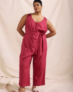 Matilda Linen Blend Jumpsuit Cerise