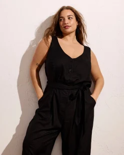 Matilda Linen Blend Jumpsuit Black