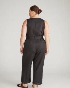 Matilda Linen Blend Jumpsuit Black