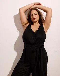 Matilda Linen Blend Jumpsuit Black