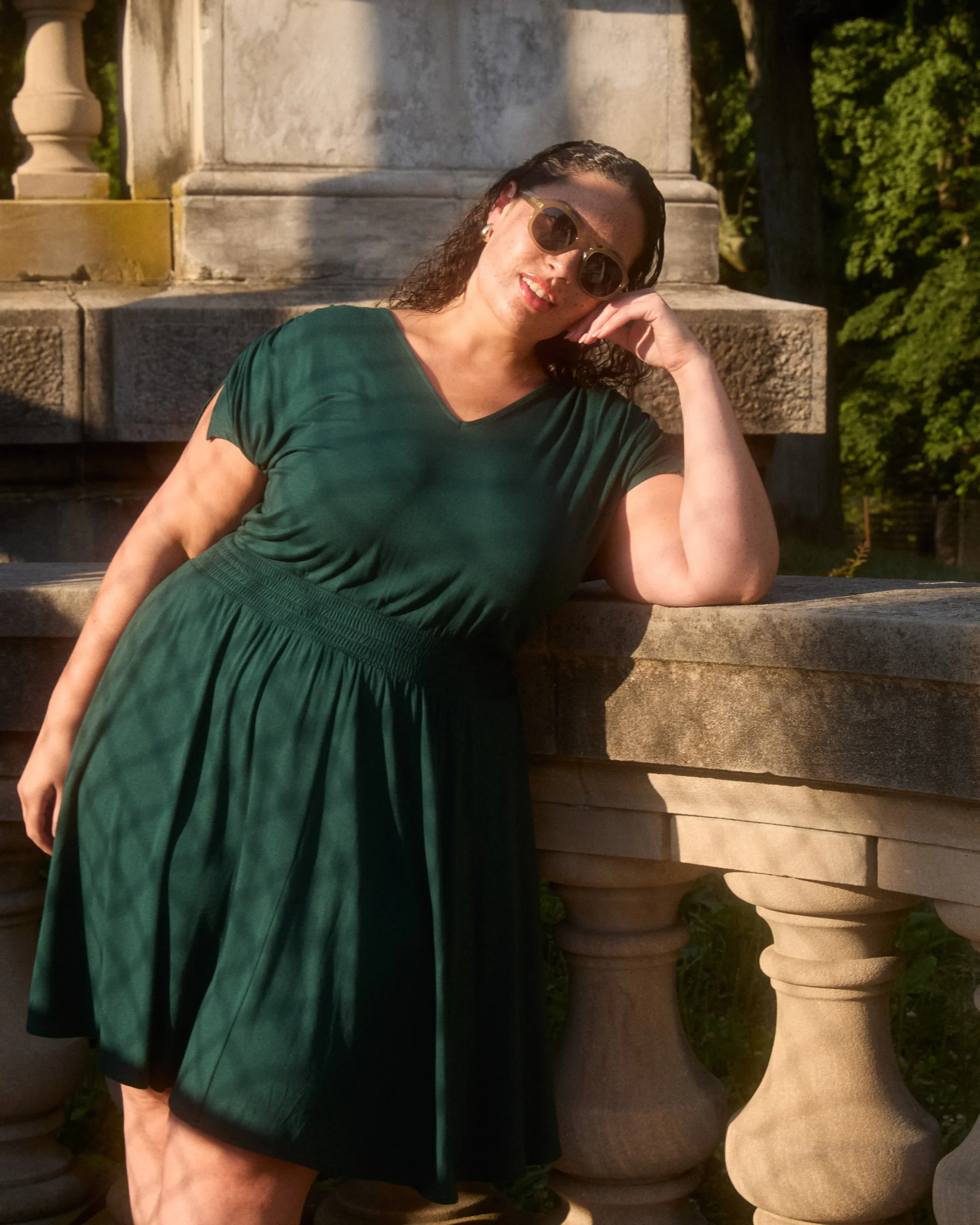 Minetta Liquid Jersey Dress Forest Green