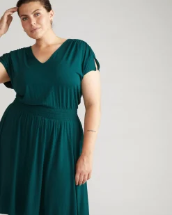 Minetta Liquid Jersey Dress Forest Green