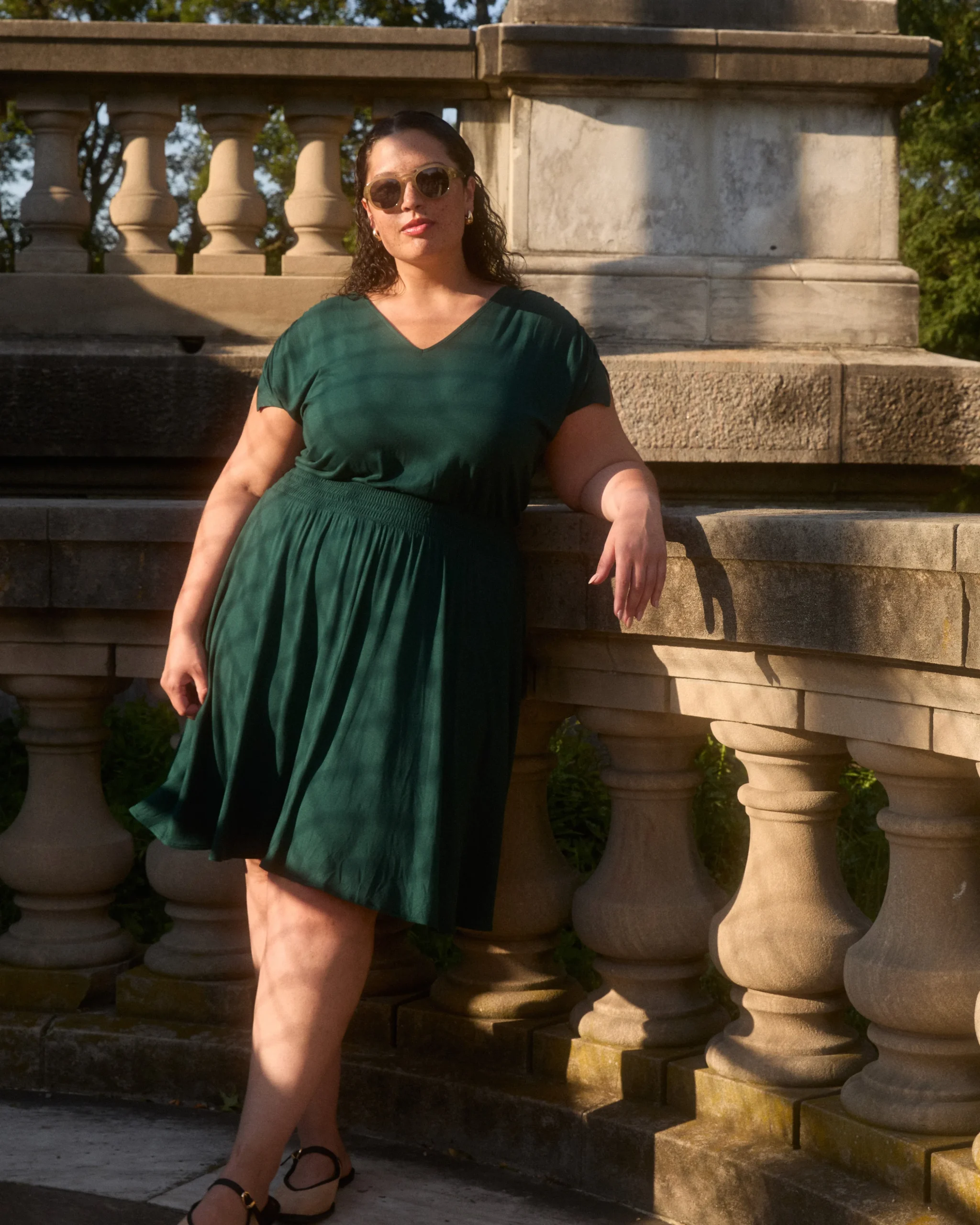 Minetta Liquid Jersey Dress Forest Green