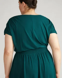 Minetta Liquid Jersey Dress Forest Green