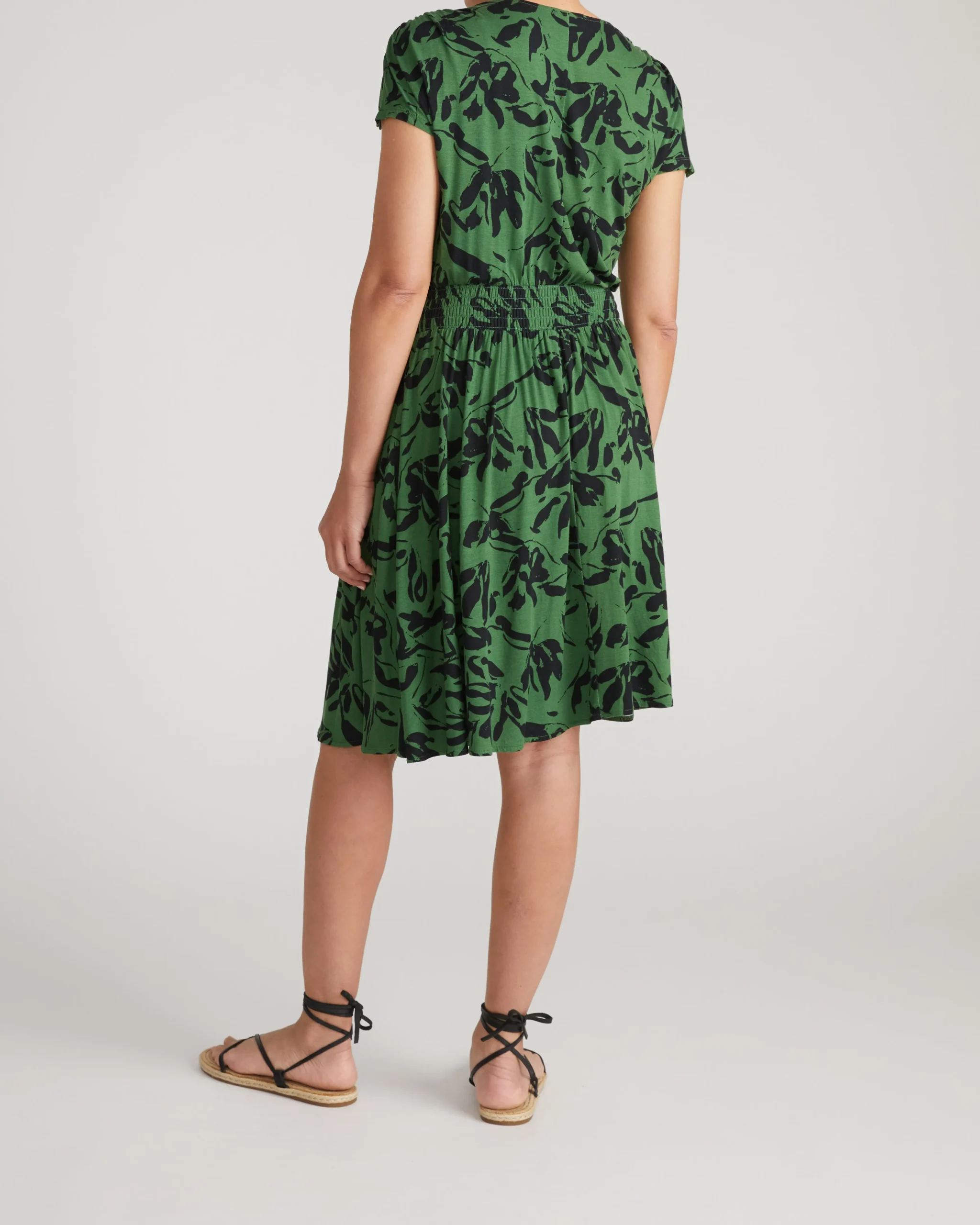 Minetta Liquid Jersey Dress Green Sgraffito Print