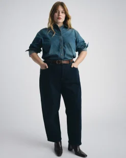 Minimalist Stretch Cotton Chambray Shirt Union City Blue