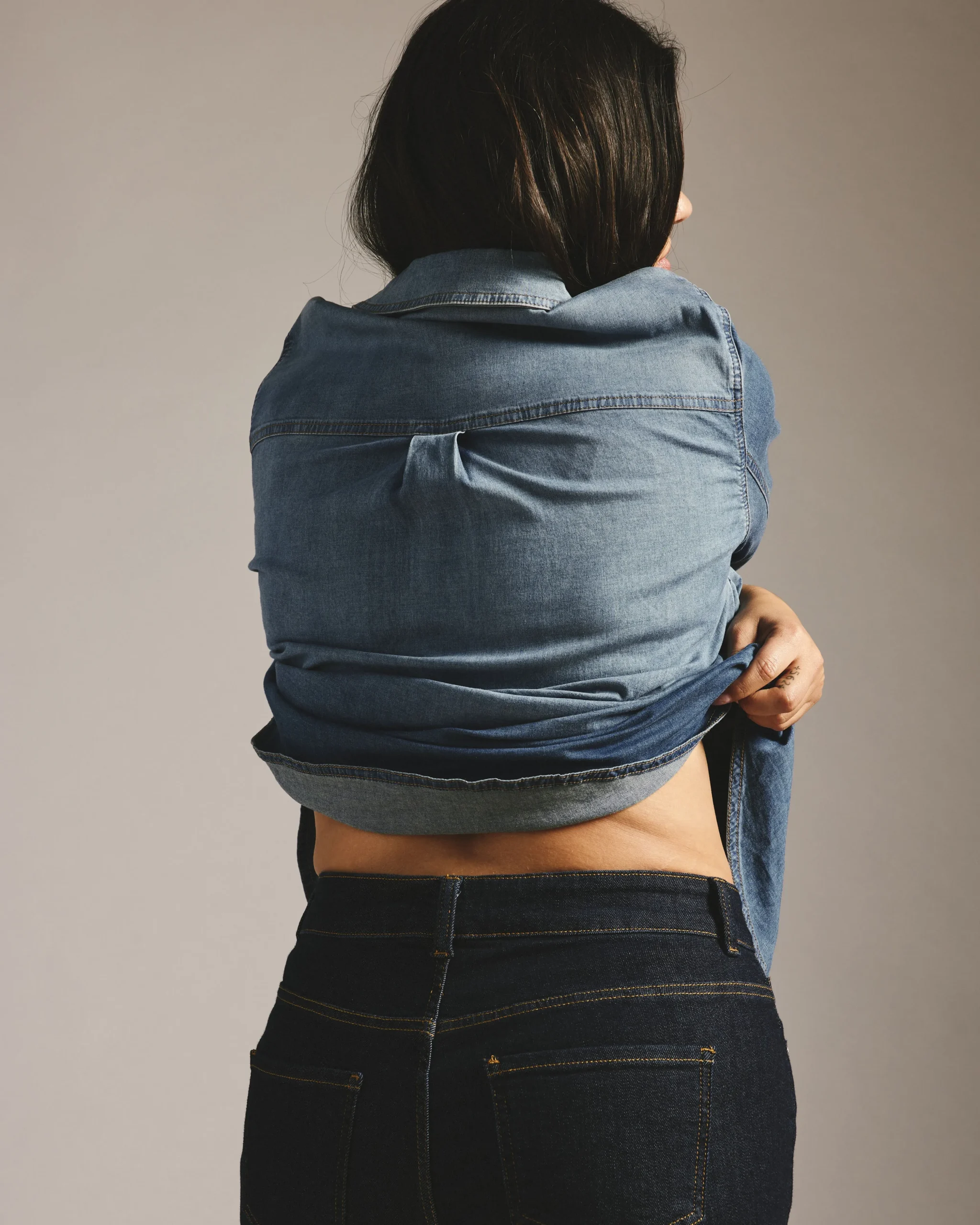 Minimalist Stretch Cotton Chambray Shirt Union City Blue