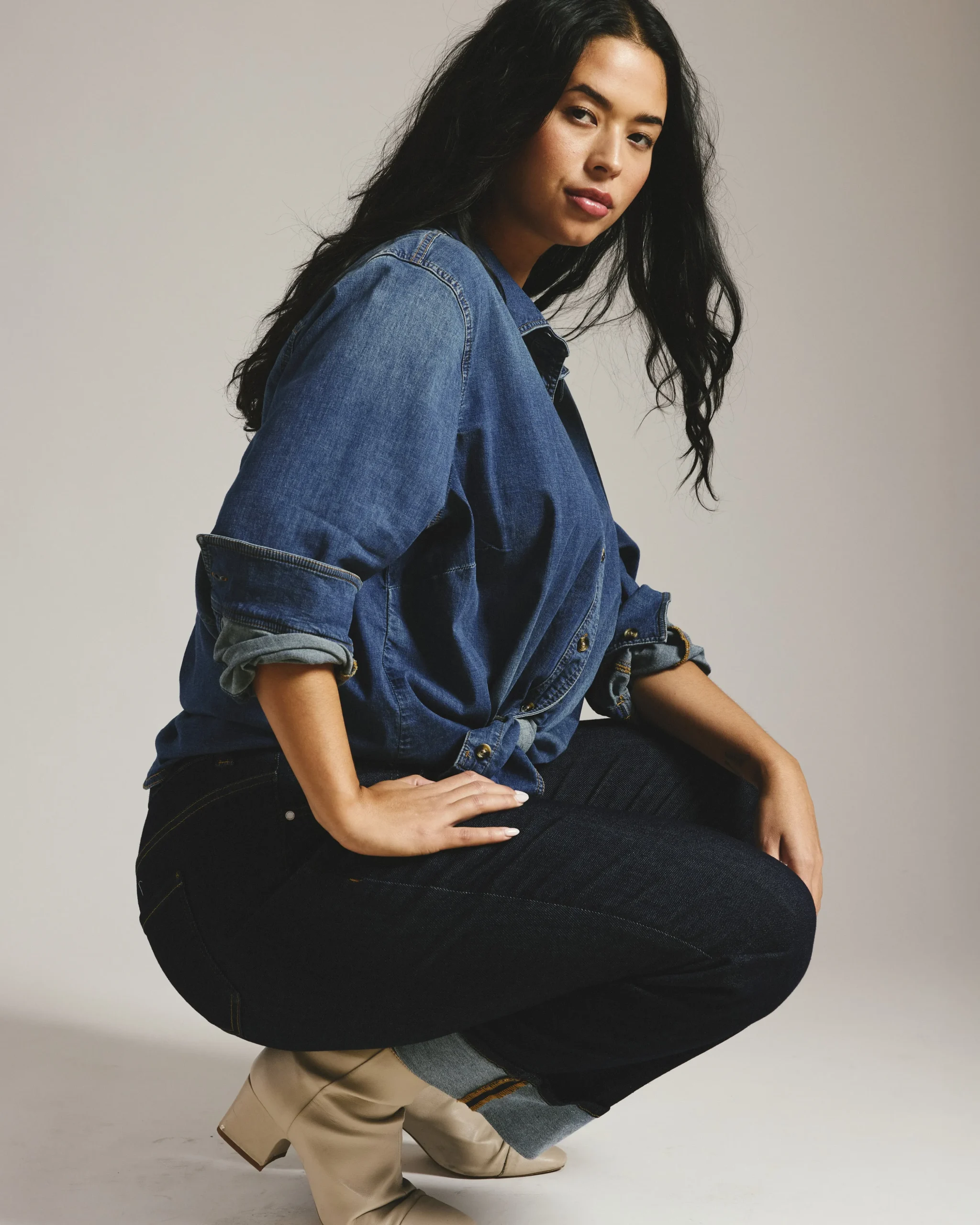Minimalist Stretch Cotton Chambray Shirt Union City Blue