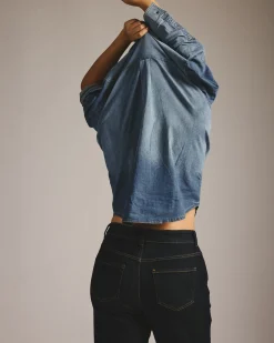 Minimalist Stretch Cotton Chambray Shirt Union City Blue