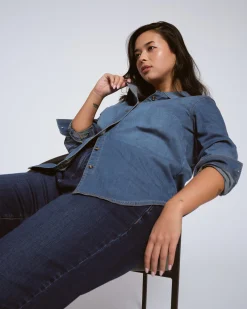 Minimalist Stretch Cotton Chambray Shirt Vintage Indigo