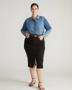 Minimalist Stretch Cotton Chambray Shirt Vintage Indigo