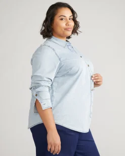 Minimalist Stretch Cotton Chambray Shirt Heritage Blue