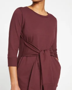 Misa Tie Sweatshirt Dress Black Cherry