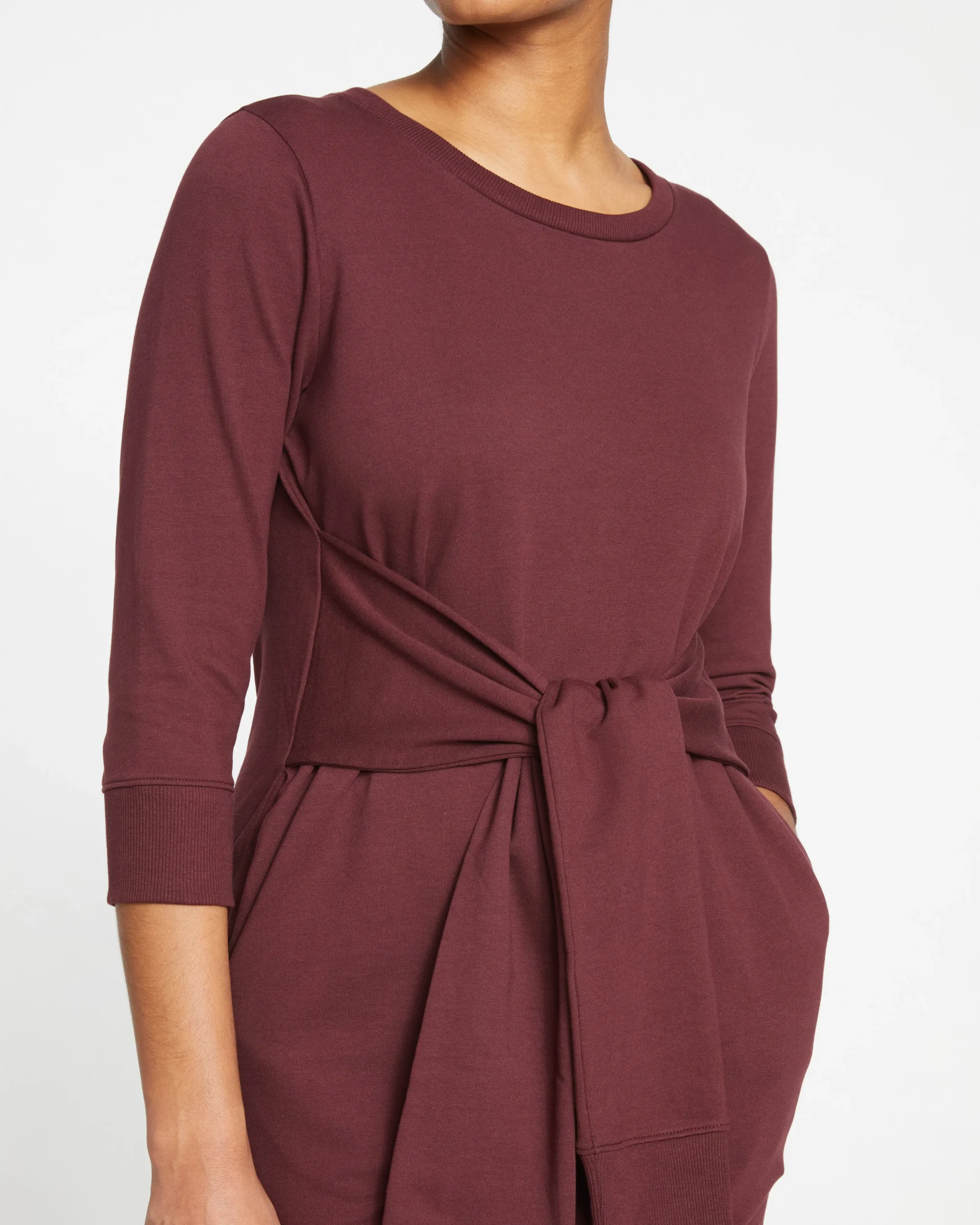 Misa Tie Sweatshirt Dress Black Cherry