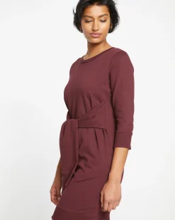 Misa Tie Sweatshirt Dress Black Cherry