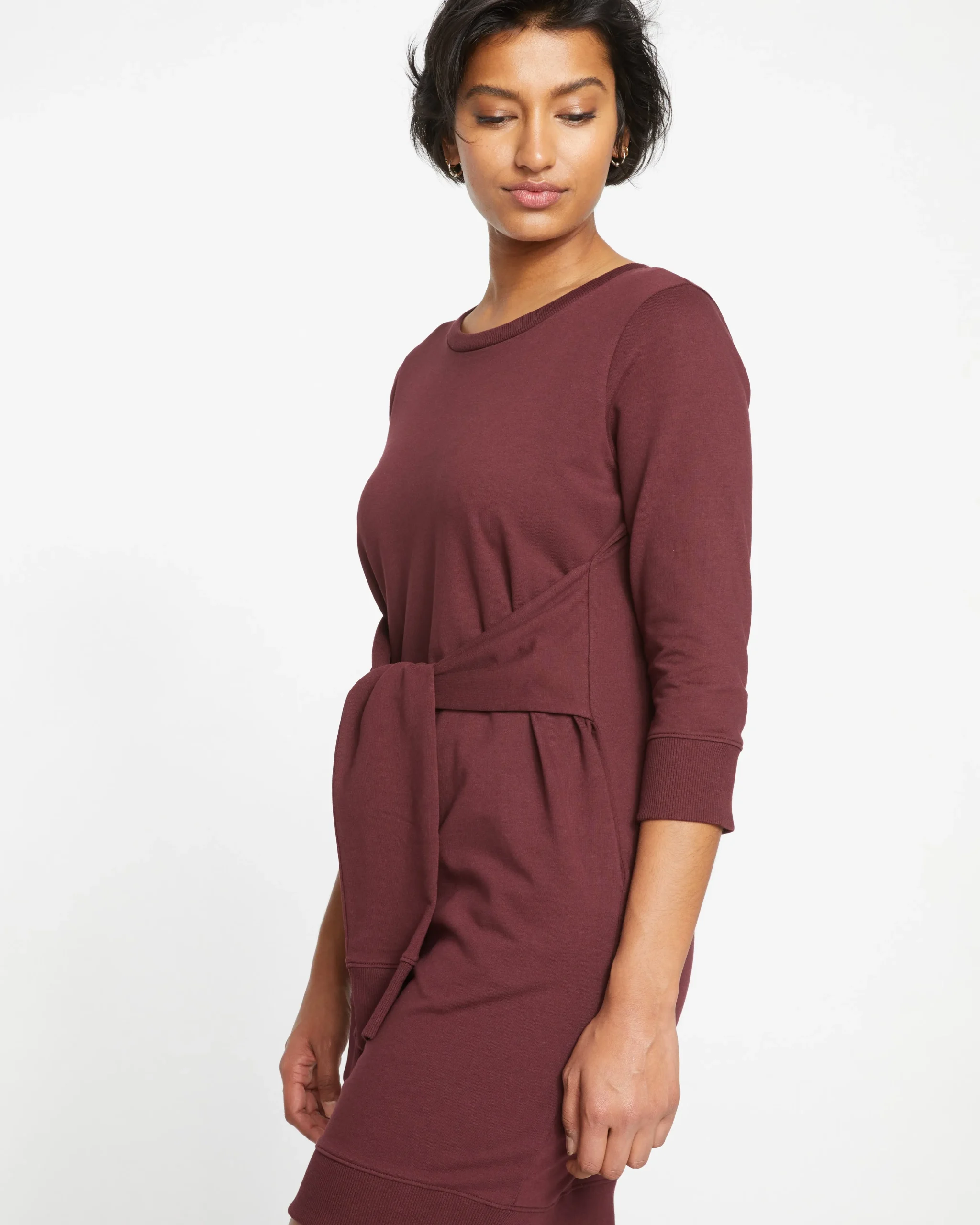 Misa Tie Sweatshirt Dress Black Cherry