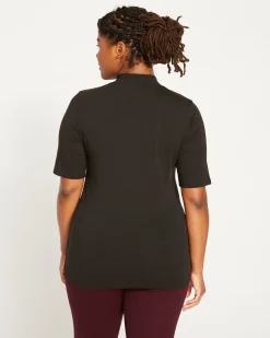 Modern Mock Neck Tee Black