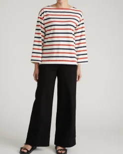 Montauk Breton Stripe Bell Sleeve Top Red/White/Blue Stripe