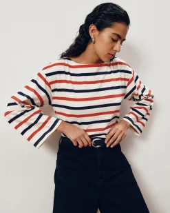 Montauk Breton Stripe Bell Sleeve Top Red/White/Blue Stripe