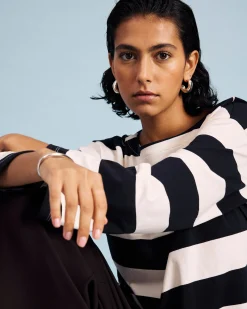 Montauk Breton Stripe Bell Sleeve Top Ecru/Black Rugby Stripe
