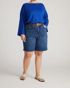 Montauk Breton Stripe Bell Sleeve Top Solid Ultramarine