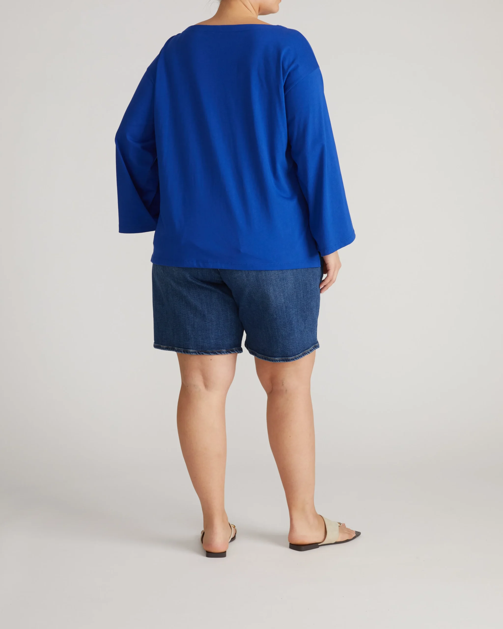 Montauk Breton Stripe Bell Sleeve Top Solid Ultramarine