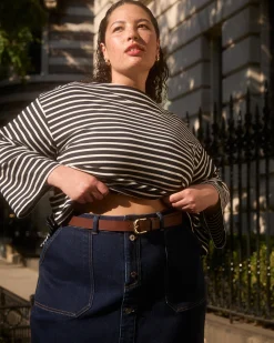 Montauk Breton Stripe Bell Sleeve Top Black/White Stripe