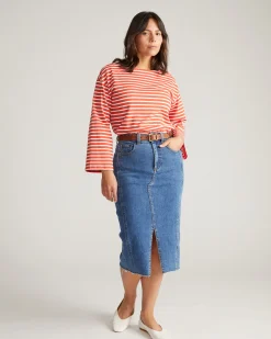Montauk Breton Stripe Bell Sleeve Top Coral Reef/White Stripe