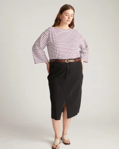 Montauk Breton Stripe Bell Sleeve Top White/Gamay Stripe