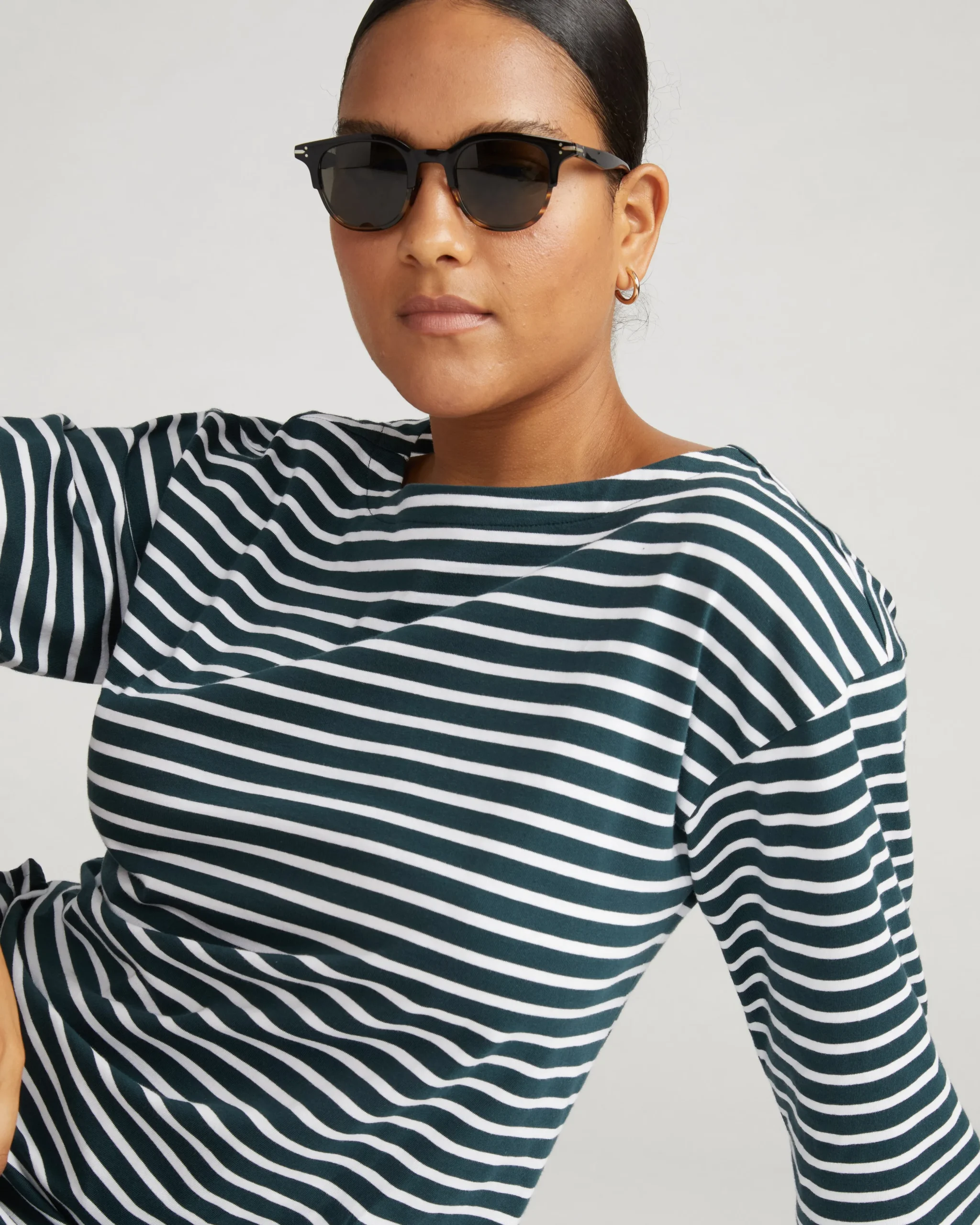 Montauk Breton Stripe Bell Sleeve Top Deep Sea/White Stripe