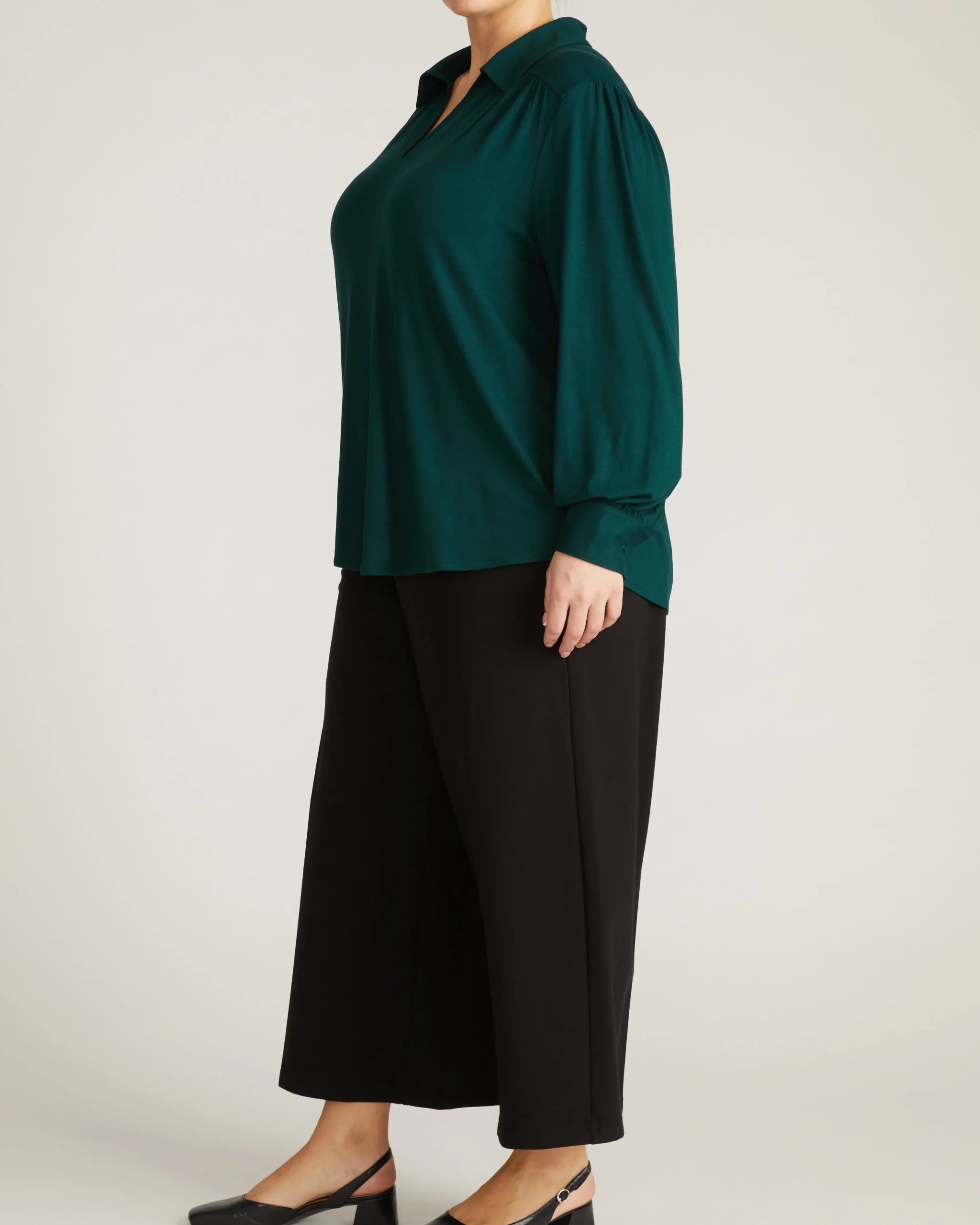 Moore Liquid Jersey Blouse Forest Green